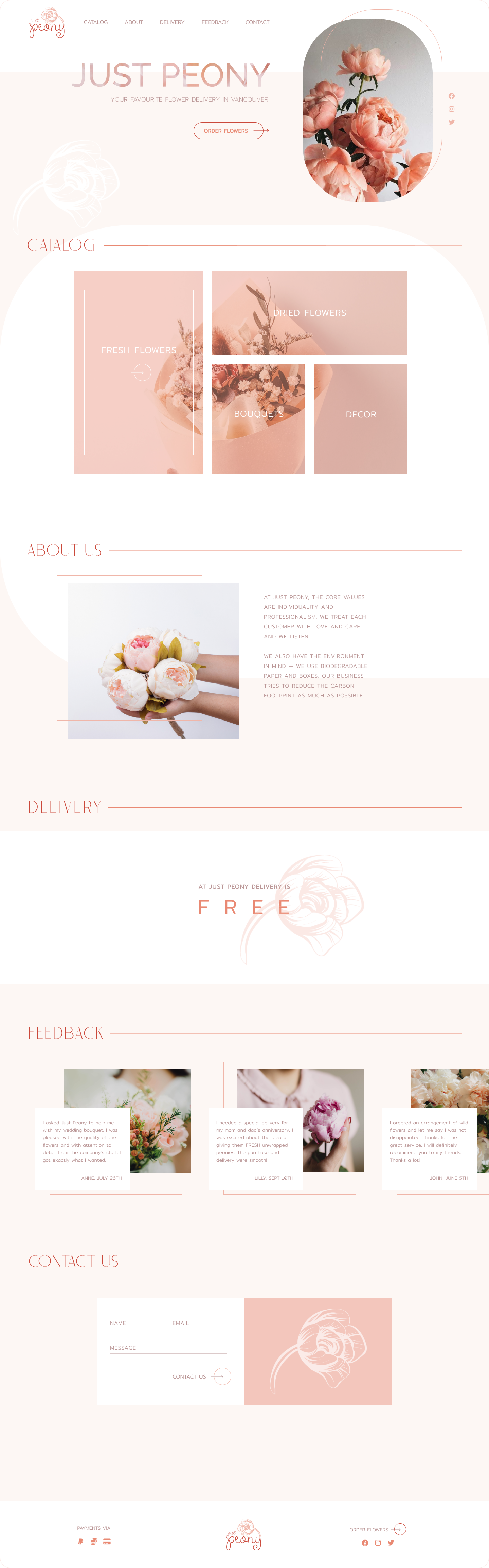 website design for a flower delivery company